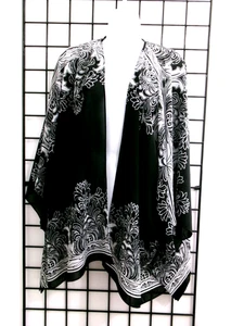 CATHERINES 🌸  SIZE 3X / 26 / 28==BLACK & WHITE / OPEN FRONT COVER UP / TOPPER - Picture 1 of 5