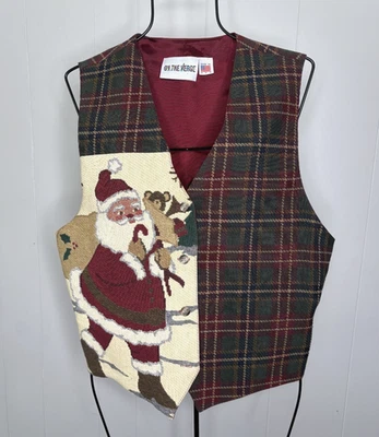 De colección On the Verge Talla L Santa Oso de Peluche Tren Juguetes Chaleco Cuadros Navidad Foto 1 de 4