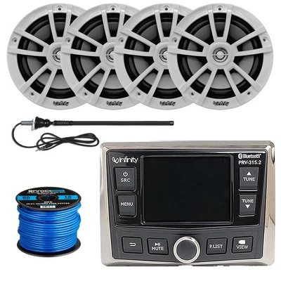 Infinity морской Bluetooth ресивер, 4 x 6,5 «225 Вт колонки, антенна, провод - Изображение 1 из 4