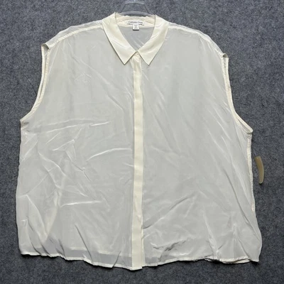 Coldwater Creek Shirt Womens 2X Ivory Silk Breeze Sleeveless Button Blouse *FLAW - Image 1 of 4