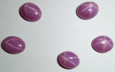 Opaque Star Ruby Oval 9x7 mm Cabochon 6 Rayed Lab-created Stone 5 pieces Lot - Image 1 of 4