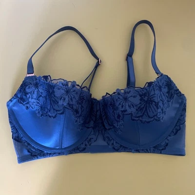 Aerie Size 32D Blue Floral Lace Balconette - Image 1 of 4
