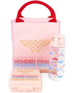 Bolsa de almuerzo rosa con logotipo e icono de DC Comics botella y olla para mujer - Imagen 1 de 8