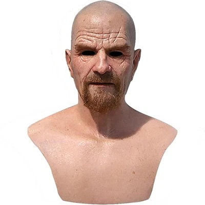Halloween Realistic Face Bald Old Man Latex Wrinkle Face Mask Full Head Headwear - Image 1 of 4