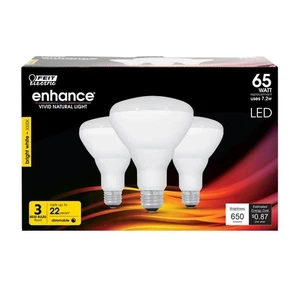 Feit Electric Flood LED Light Bulb 3 Pack BR30 Dimmable 65w Bright White 3000K - Picture 1 of 3