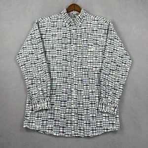 Vintage Orvis Hemd Herren mittelblau weiß Patchwork kariert Knopfleiste schwere Baumwolle - Bild 1 von 13