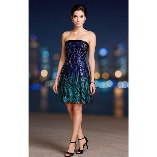 LOUIS VUITTON（LV） LV Couture splendido abito senza spalline scintillante corsetto vortice dietro taglia 4