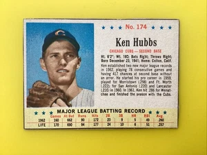 1963 Post #174 Ken Hubbs Cubs EX - Picture 1 of 2