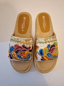 Patrizia By Spring Step Womens 8 Embroidered Slide Sandles Open Toe Bright Color - Picture 1 of 9