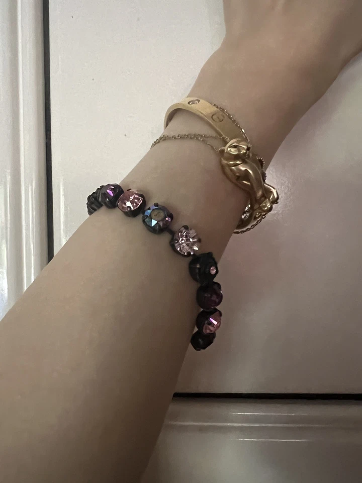 Orig $350 欧洲多宝石网球手链彩虹珠宝 SWAROVSKI 手工制作 — 第 1/4 张图片