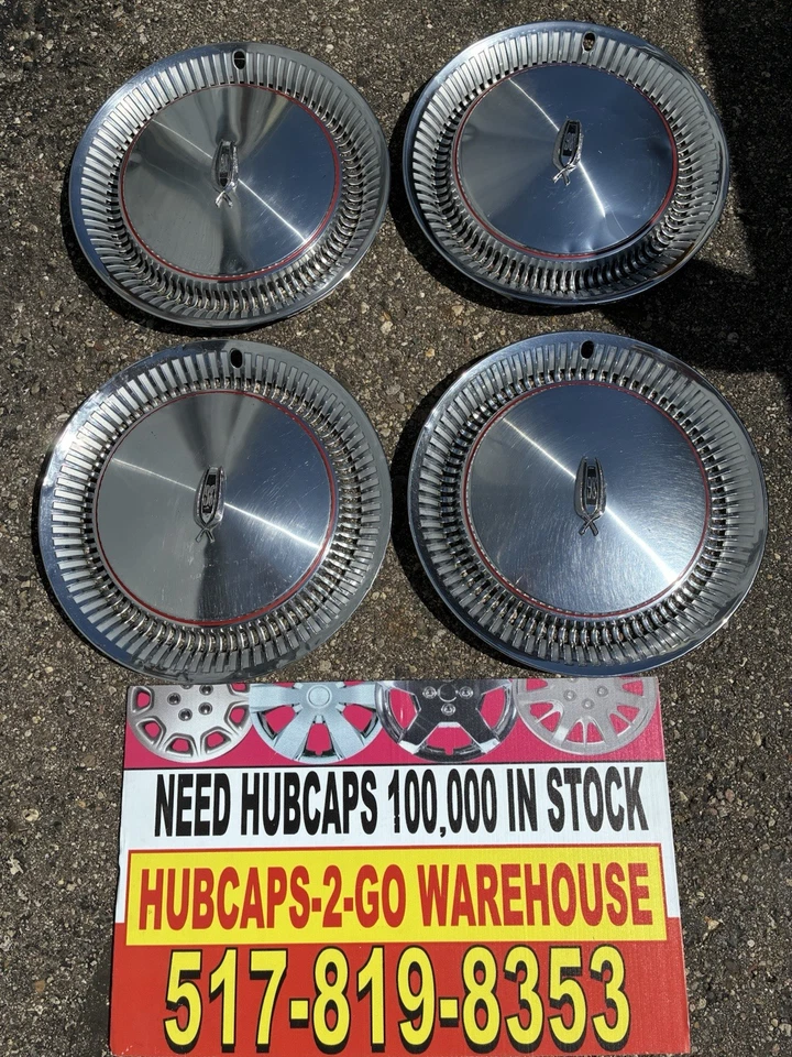 1974-76 Vintage Oldsmobile 98  Hubcaps Set 4 Beautiful Red Set 4 P/N  A416308 - Image 1 of 4