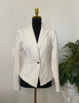 Nueva Chaqueta Blazer Cache Para Mujer Marfil Mangas Adornadas Talla 8, MRSP $178 Foto 1 de 4