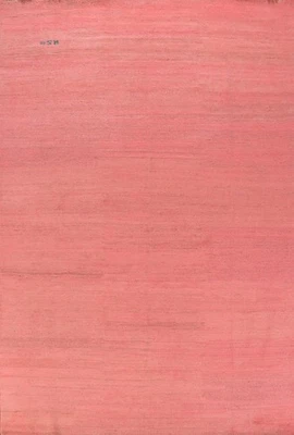 Contemporary Room Size Area Rug 7x10 Pink Modern Wool Oriental Handmade Carpet - Image 1 of 4