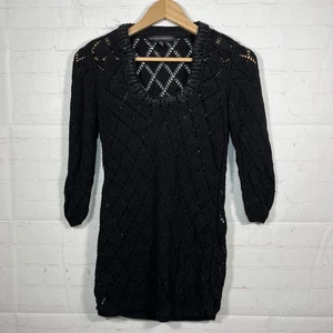 Suéter tejido abierto cuello redondo negro White House Black Market para mujer talla XS - Imagen 1 de 13