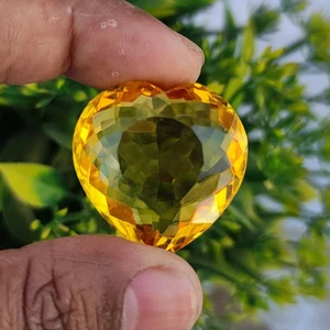 GIE Certified Natural Brazilian 76.45 Ct Yellow Citrine Heart Cut Loose Gemstone - Picture 1 of 7