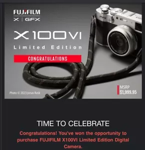 FUJIFILM X100VI LIMITED EDITION DIGITAL CAMERA!!! CONFIRMED WINS!! - Picture 1 of 1