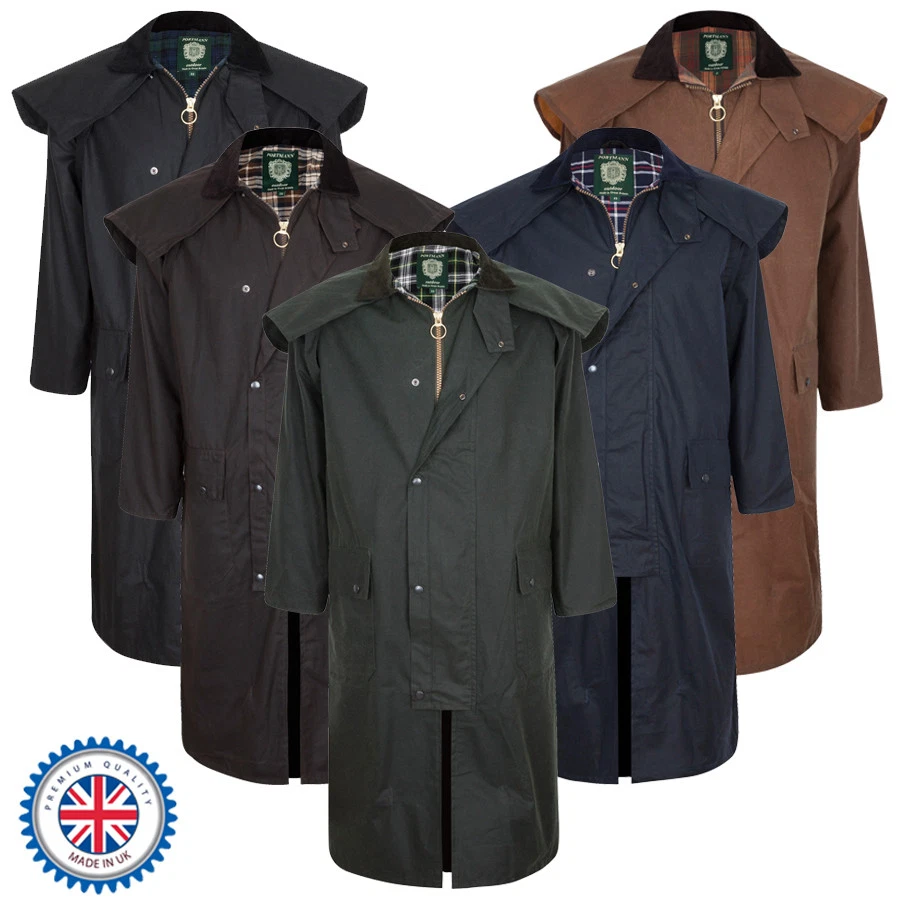 Portmann Mens & Ladies Stockman Long Cape Full Length Wax Jacket Coat & Hood  - Image 1 of 1