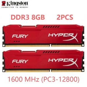 HyperX FURY DDR3 16GB 2x 8GB 1600 MHz PC3-12800 240pin Desktop RAM Memory DIMM - Picture 1 of 8