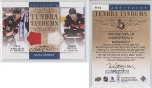 2014 Artifacts Tundra Tandems Blue Dual Jersey Erik Karlsson Jason Spezza #TT-KS
