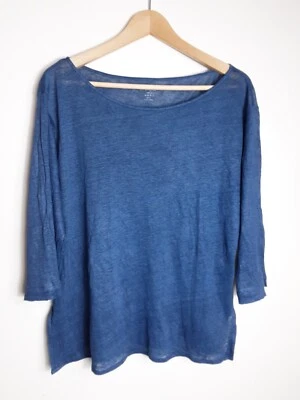 Top para mujer Saks 5th Avenue talla S azul lino tejido ligero cuello barco  Foto 1 de 4