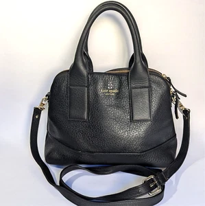 Kate Spade NY Black Pebbled Leather Double Handle Dome Satchel Shoulder Bag - Picture 1 of 8
