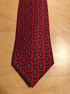 Men's Turnbull & Asser Red Paisley Print Silk Tie-56"L x 3.5"W-Made in England - Picture 1 of 7