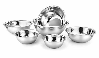 AVADOR Set of 6 Brushed Stainless Steel Mixing Bowl Set, Easy To Clean