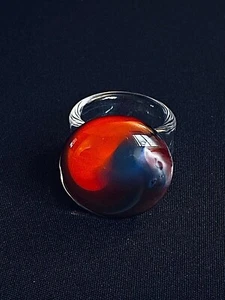 Murano glass CHALCEDONY ROUND ring Orange Blue Mothers Day Gift Birthday Teacher - Picture 1 of 40