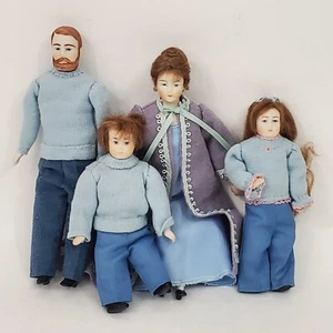 Handwerkliche Miniatur Puppenhaus Biskuitporzellan Familie Vater Mutter Sohn Tochter 4-6" Zoll - Bild 1 von 23