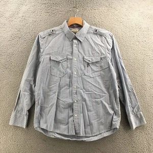 American Rag Cie Long Sleeve Button Up Shirt Mens XL Blue Cotton Stripe Pockets - Picture 1 of 18