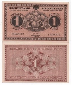 Finnland - 1 Mark 1916 Stempelglanz S. 19 Lemberg-Zp - Bild 1 von 1