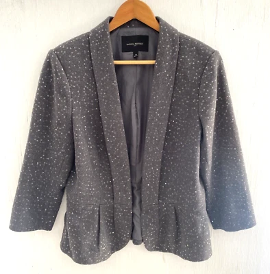 Blazer BANANA REPUBLIC Gris Lana Look Lentejuelas Pliegues Mangas 3/4 Forrado Talla 10 Foto 1 de 4