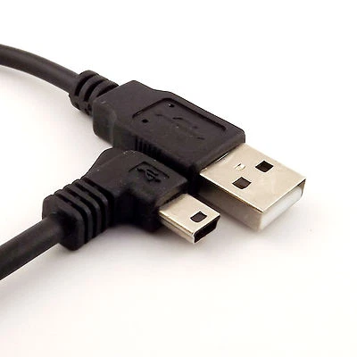 1x USB 2.0 A Male to 90 Degree Right Angle Mini USB Male Data Charging Cable 1FT - Image 1 of 4