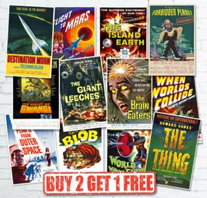 Vintage 1950's 40's Sci-Fi Space B Movie Monster Film Reproduction Retro Posters - Picture 1 of 66