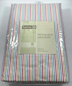 2006 Target Vinyl Tablecloth NIP 52” x 90” Candy Stripes Multicolor - Picture 1 of 5