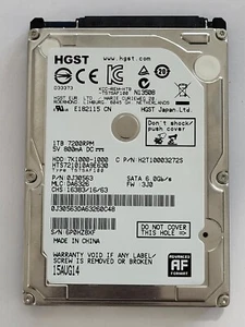 HTS721010A9E630, PN: 0J30563, MLC: DA6326, 15 AUG 14, HGST 1Tb 2.5" HDD - Picture 1 of 2