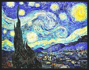 Starry Night Vincent Van Gogh Poster Magnetic Canvas Print Fridge Magnet 12x15 - Picture 1 of 2
