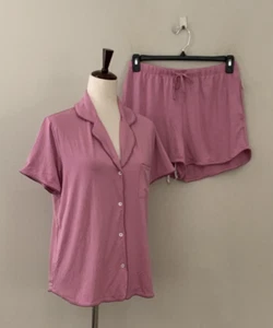 NWD! State of Day Sz S Modal Notch Collar Short Sleeve Top & Shorts Pajama Set - Picture 1 of 7