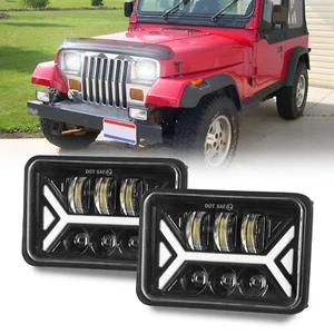 Pair 4x6'' LED Work Lights Driving Halo DRL For Chevrolet Camaro 1982-1992 Truck - Picture 1 of 13
