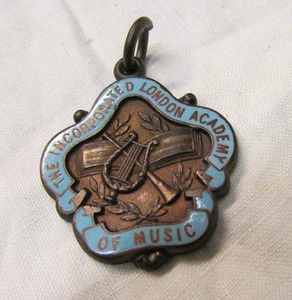 Bronce vintage 1934 de la Academia de Música de Londres con esmalte FOB - Imagen 1 de 6