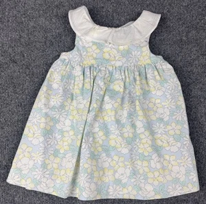 Vestido Janie Jack Bebé 3-6 M Floral Provenza Fiesta Ojales Cuello Lazo Azul Amarillo - Imagen 1 de 8