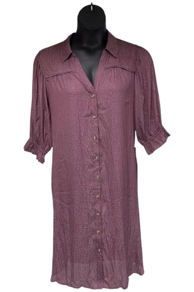 Democracy Women's Hammered Lantern-Sleeve Shirtdress Spotted Purple - Image 1 of 1
