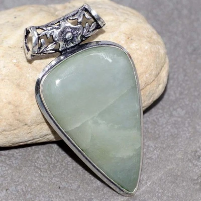 Grueso colgante hecho a mano de piedras preciosas enchapadas en plata 925 aguamarina 1,8" JW Foto 1 de 3