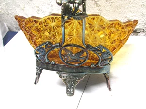 Fancy victorian Brides basket with amber bowl Rodgers - Picture 1 of 6