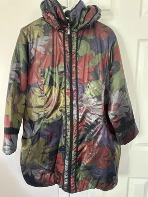 Chaqueta ligera con capucha con estampado floral - patrón colorido para mujer talla L Foto 1 de 4