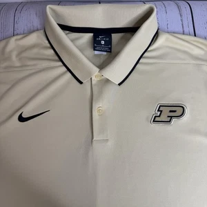 Nike DriFit Purdue Boilermakers Embroidered Polo Shirt Mens XL Gold Black - Picture 1 of 9