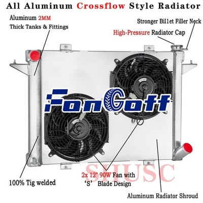 Ventilador de cubierta de radiador de 3 filas para Dodge D250 D350 W250 1991 1992 1993 5,9 L diésel Foto 1 de 4