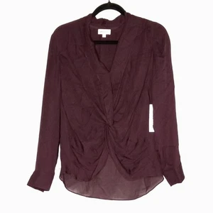 L'Agence Deep Wine Draped Front Hi/Lo Blouse (NWOT) - XS - Picture 1 of 6