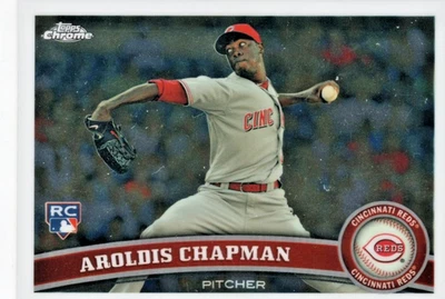 2011 Topps Chrome Aroldis Chapman RC 新秀 #68 卡红色 — 第 1/2 张图片