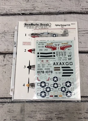 1/48 AeroMaster 48-211 Decal Fighting Mustangs P-51B Part 1 New - Image 1 of 4